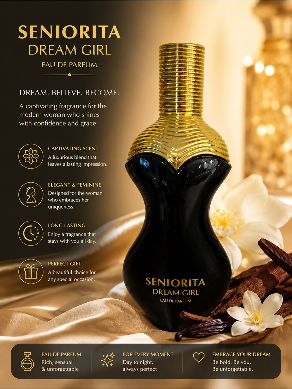 Seniorita Dream Girl Eau de Parfum - Black & Gold Bottle